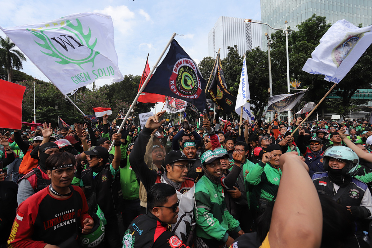 Aksi Demontrasi Driver Ojek Online Aksi Demontrasi Driver Ojek Online