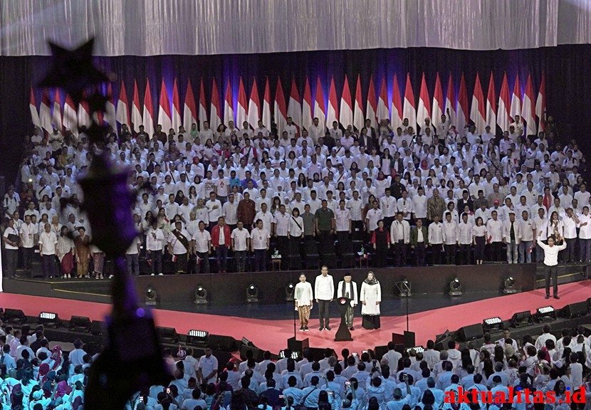 Jokowi dan Ma'aruf sampaikan pidato di SICC