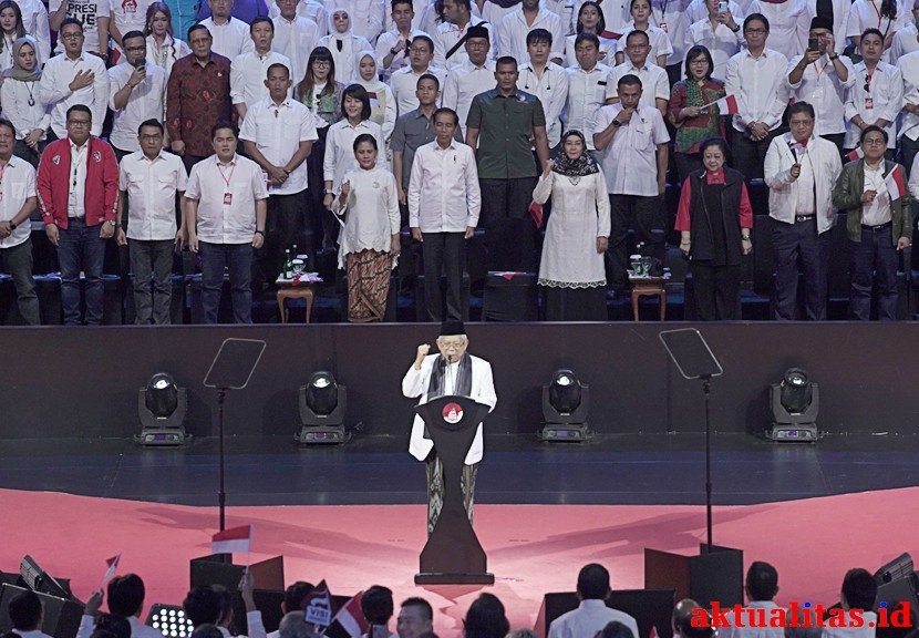 Jokowi dan Ma'aruf sampaikan pidato di SICC