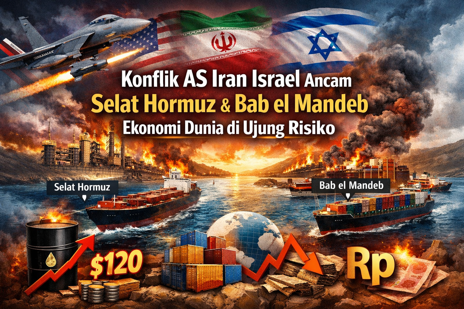 Ilustrasi Konflik Iran vs AS-Israel, pacu ekonomi global.