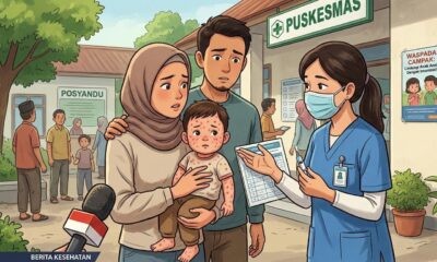 Ilustrasi anak kena campak di bawa ke puskesmas.