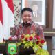 Gubernur Sumsel Herman Deru memberikan sambutan saat pelantikan pengurus HMTN MP Sumatera Selatan di Griya Agung Palembang.