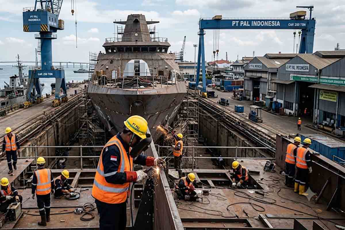 Pembuatan kapal perang Landing Platform Dock produksi PT PAL Indonesia yang dipesan Filipina.